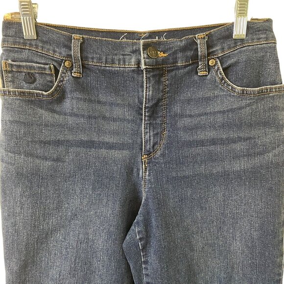Gloria Vanderbilt Amanda Capri‎ Jeans Distressed Silt Hem Med Wash Women Size 6 - Picture 11 of 12